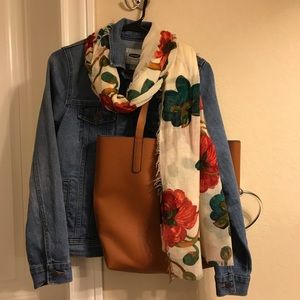Red, green and cream floral scarf